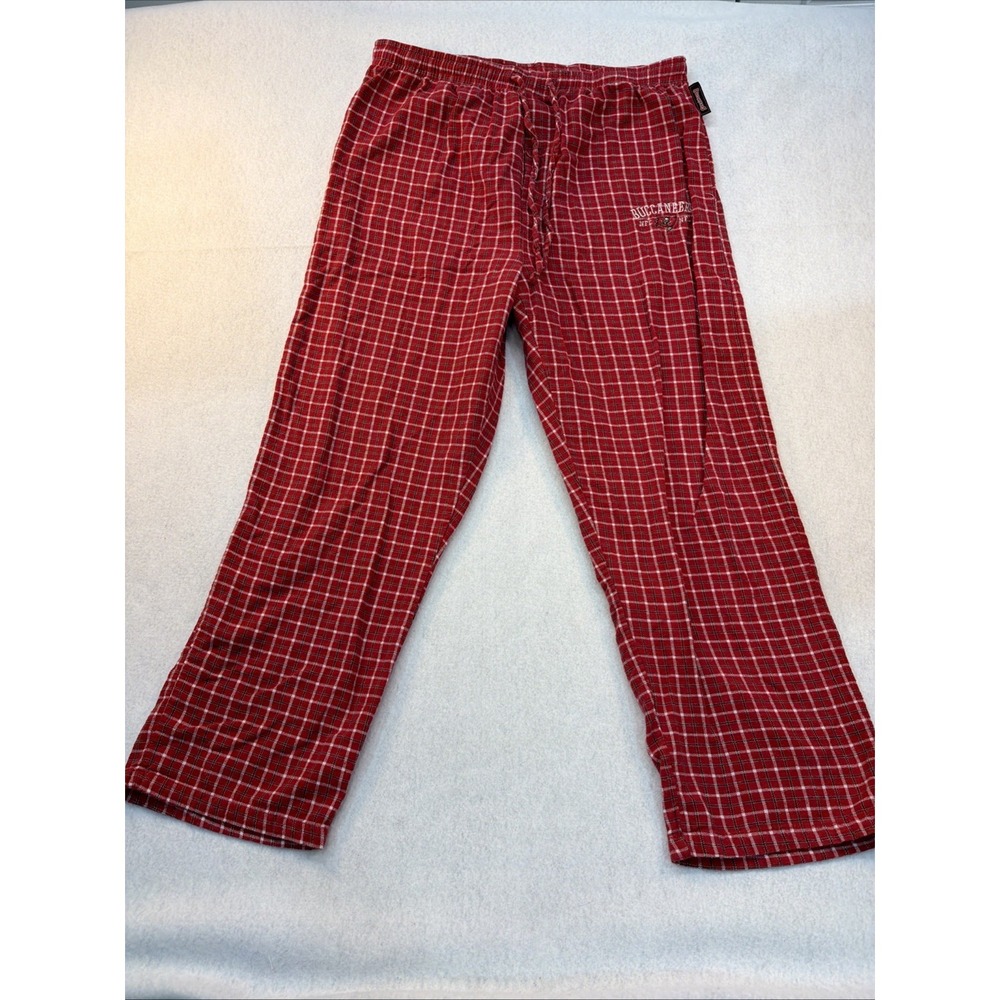 NFL Buccaneers PJ Pajama Pants Size Large, Red White Plaid VGUC